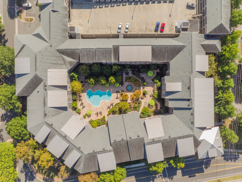 aerial view of apartments